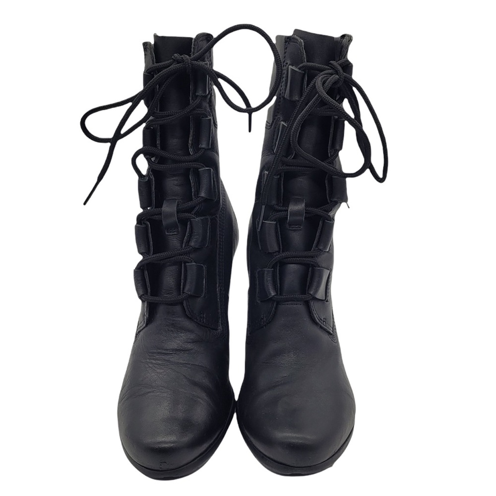 Timberland Earthkeepers Genuine Leather Lace Up Heeled Boots in Black Size 8M - Picture 5 of 14